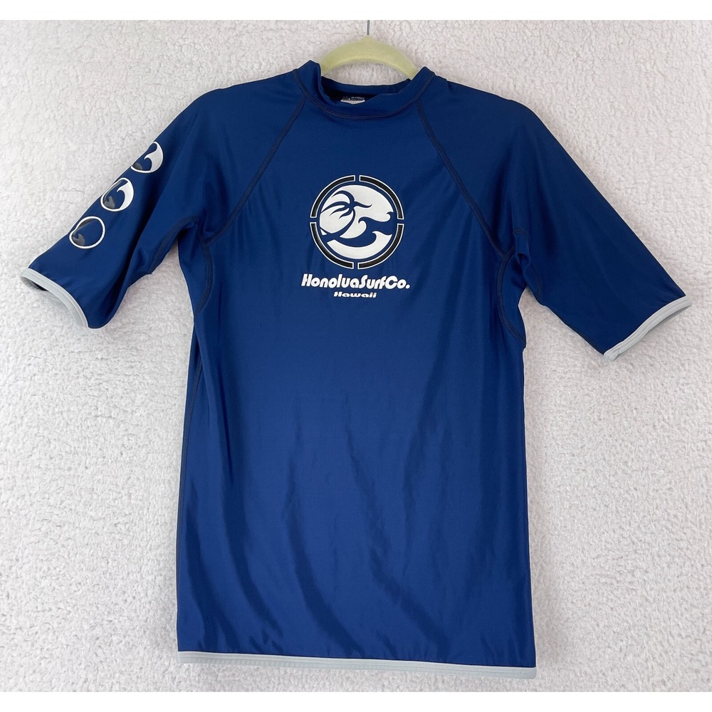 Honolua Surf Co. Blue Rash Guard Short Sleeve‎ Youth Boys Swim Wear Size Large